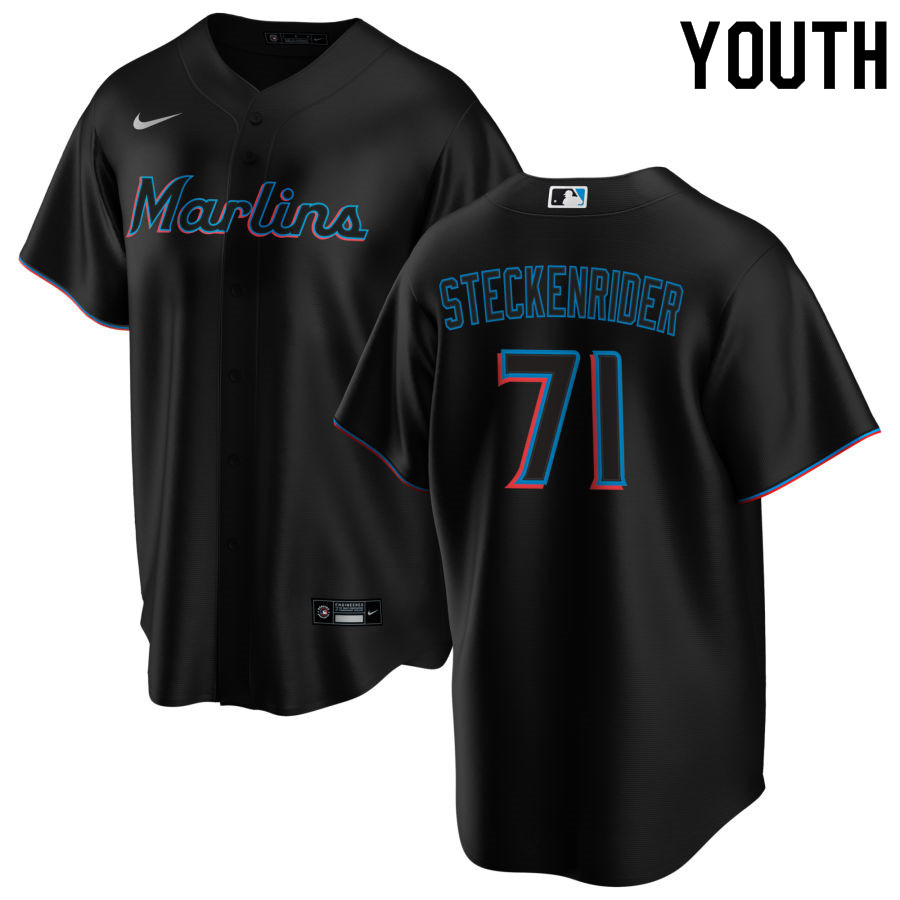Nike Youth #71 Drew Steckenrider Miami Marlins Baseball Jerseys Sale-Black